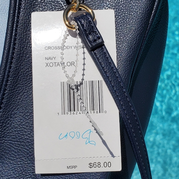 Betsey Johnson Black Crossbody with Scarf-NEW WITH TAGS, Navy & light Blue - Picture 4 of 17